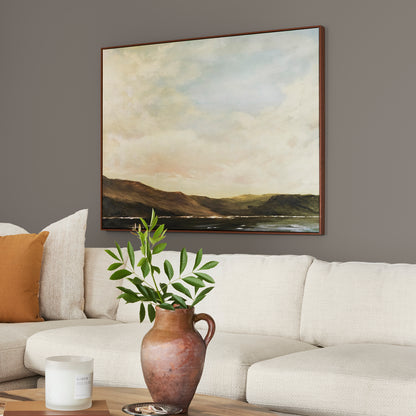 Rich earthy brown paint named Rocking Horse shown painted on living room wall