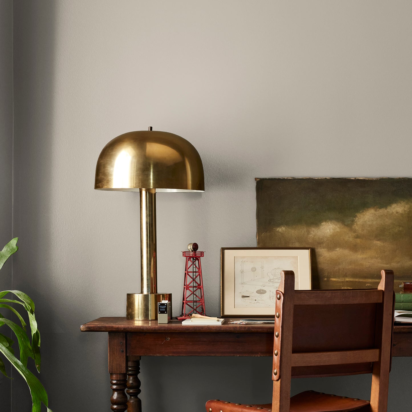 Soft french gray interior paint named Drawing Room shown painted on bedroom wall