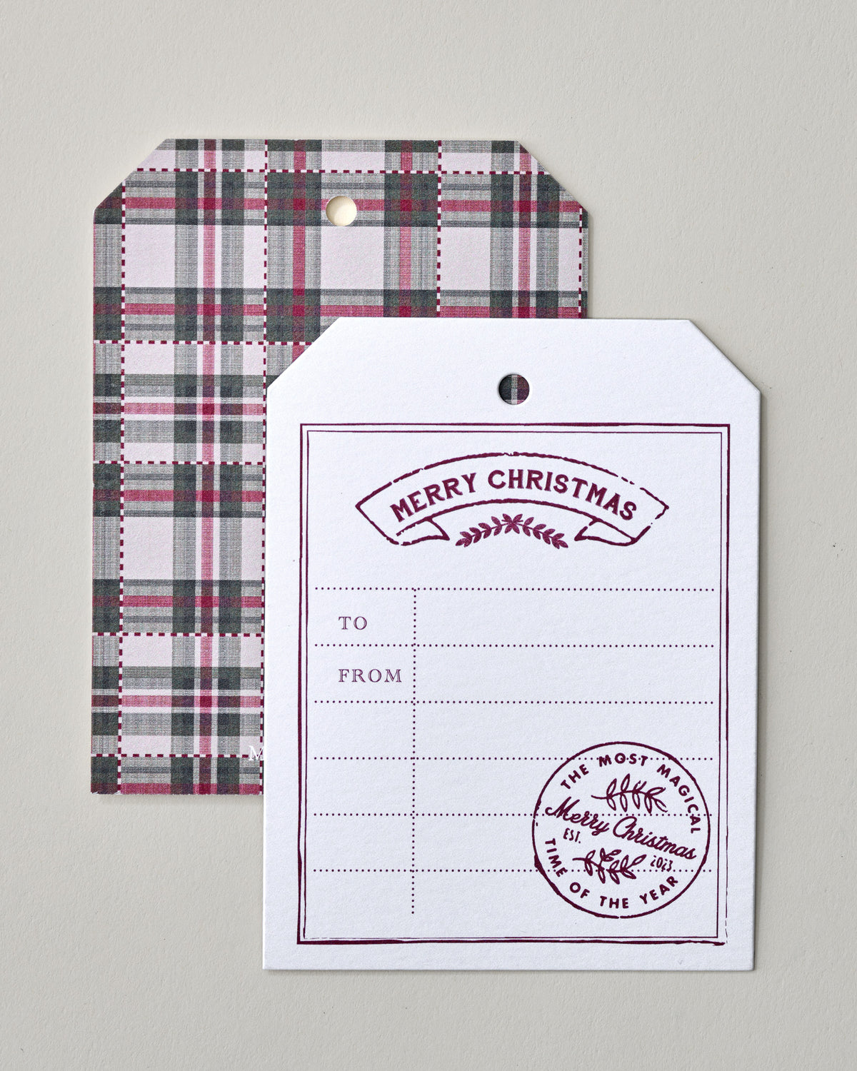 Magnolia Classic Christmas Red and Green Plaid Gift Tag Set