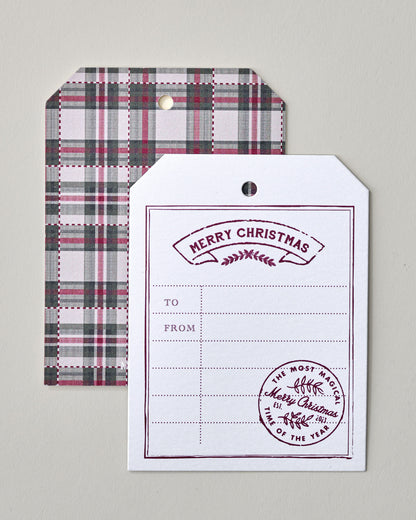 Magnolia Classic Christmas Red and Green Plaid Gift Tag Set