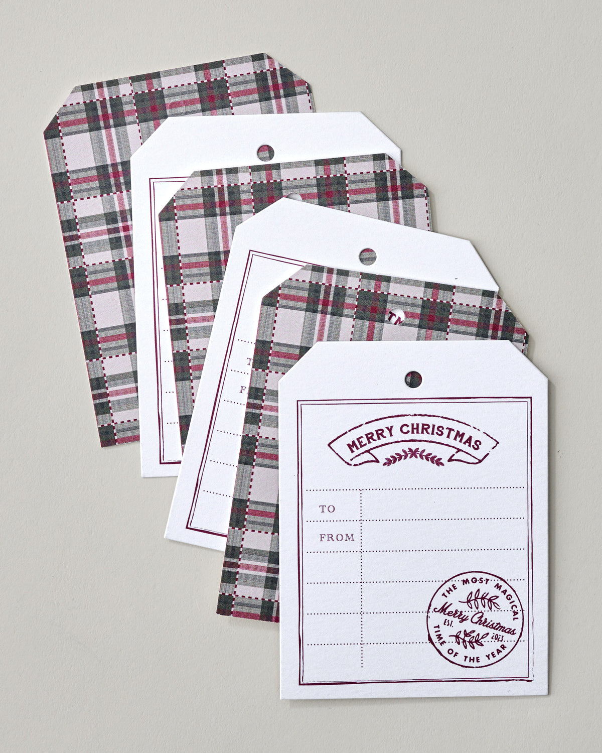 Magnolia Classic Christmas Red and Green Plaid Gift Tag Set