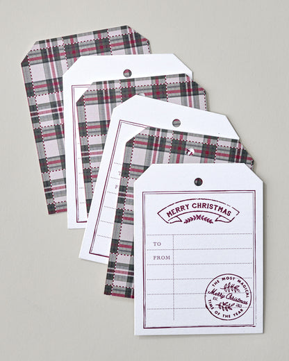 Magnolia Classic Christmas Red and Green Plaid Gift Tag Set