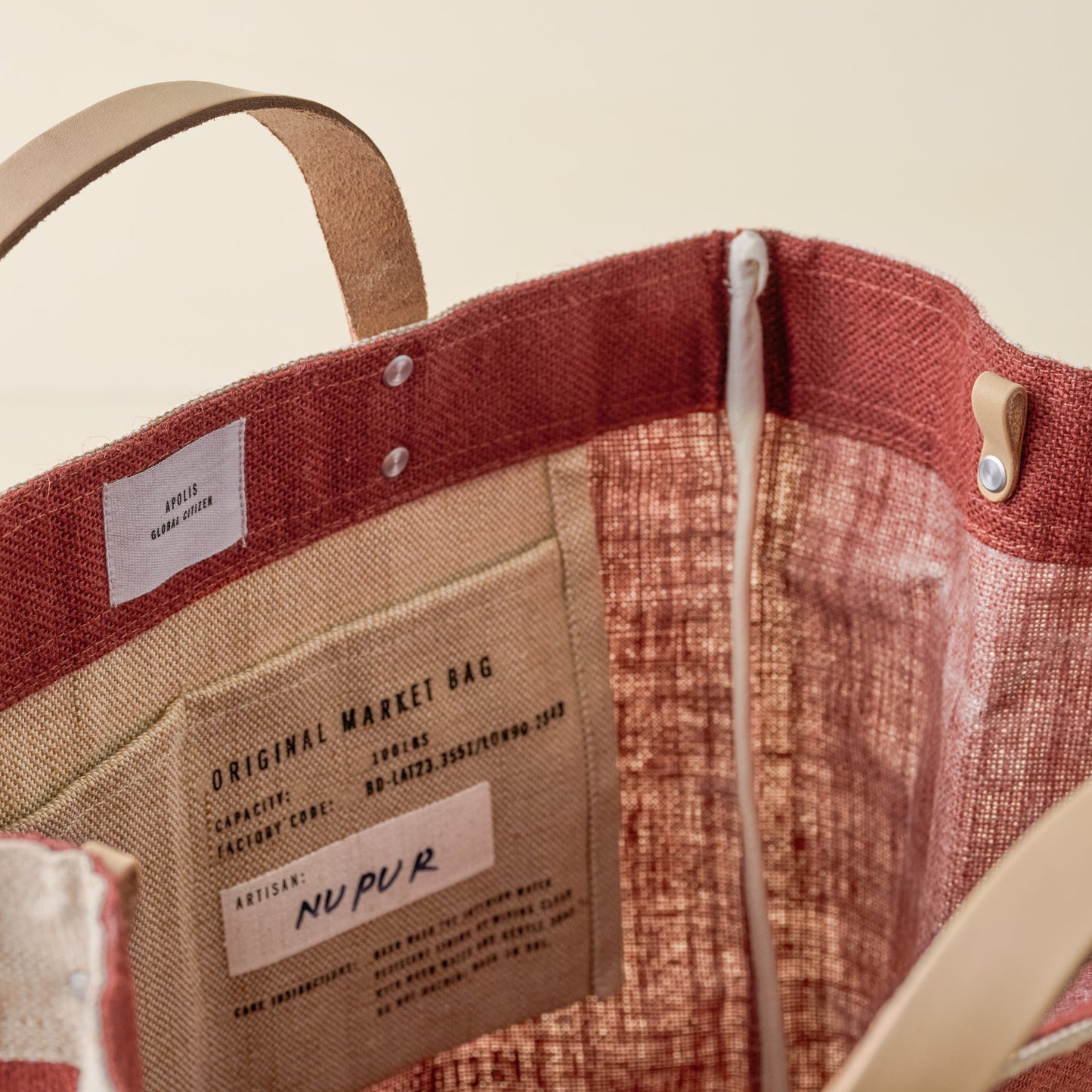 Magnolia Cranberry Market Tote interior