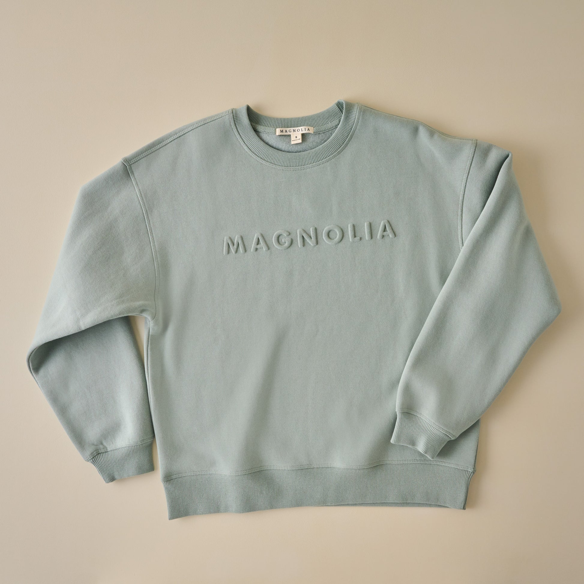 Magnolia Embossed Green Brushed Fleece Sweatshirt