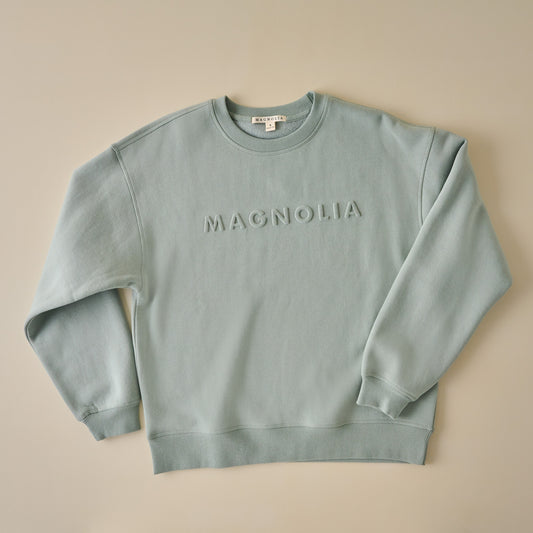Magnolia Embossed Green Brushed Fleece Sweatshirt