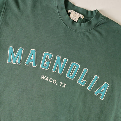 Magnolia Hunter Green Sweatshirt up close