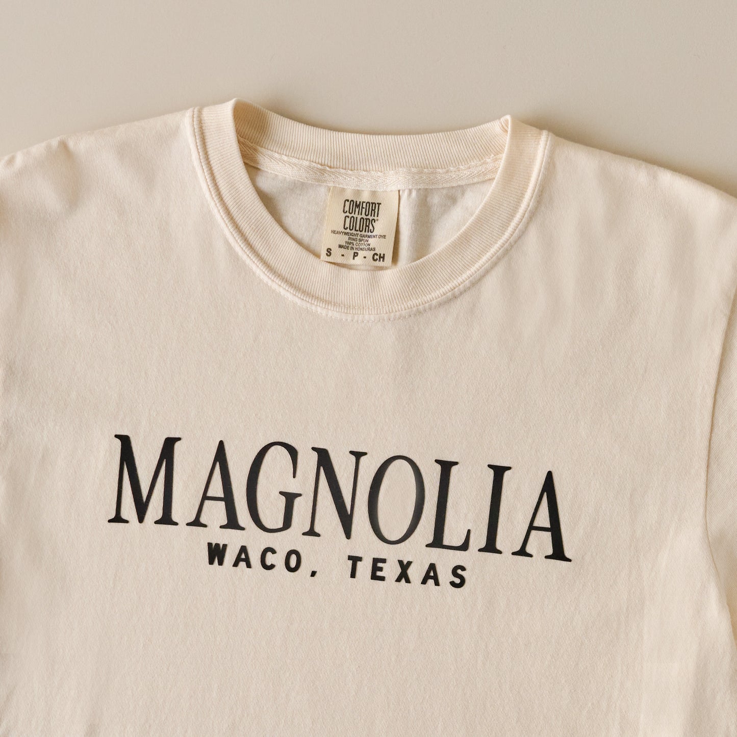 Magnolia Ivory Shirt graphic up close