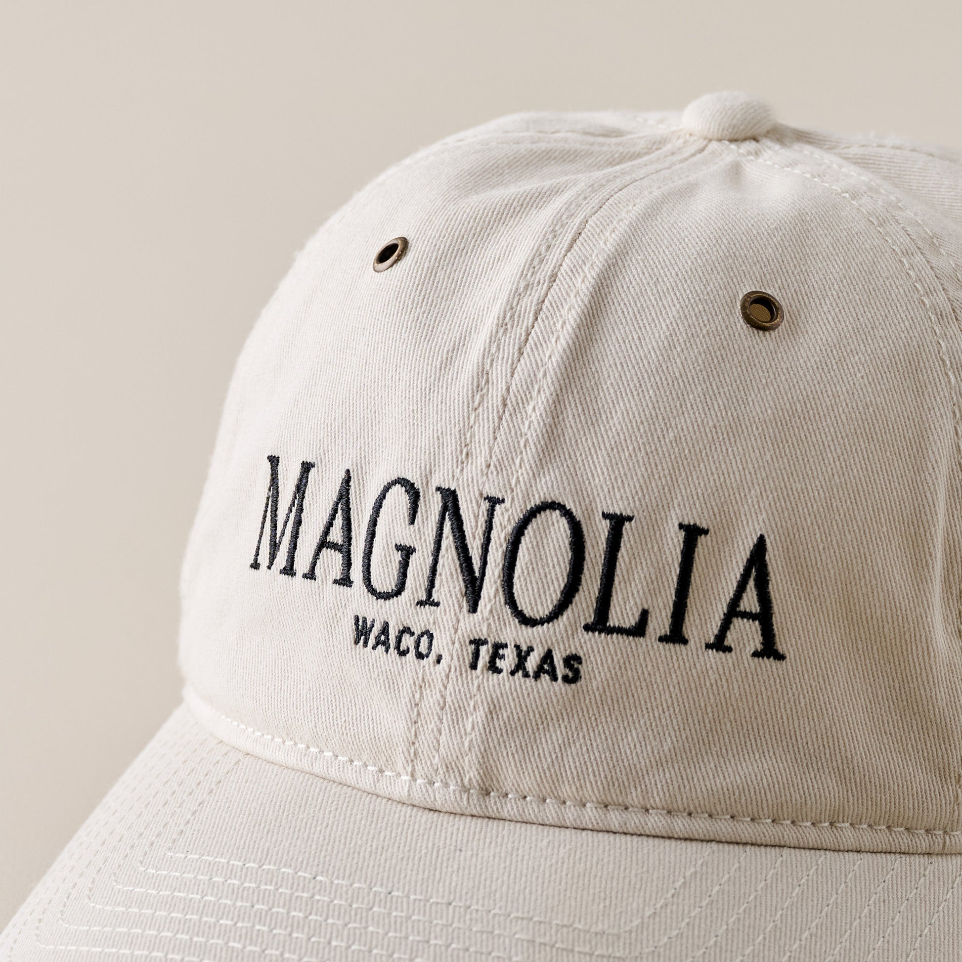 Magnolia Ivory Twill Dad Cap up close