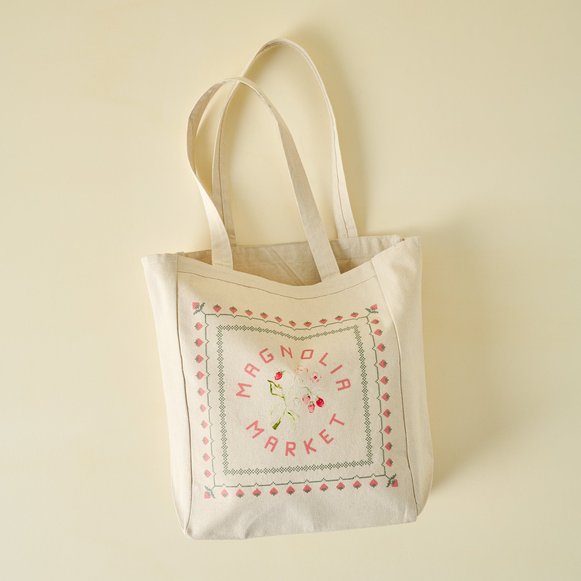 Magnolia Pink Strawberries Canvas Tote