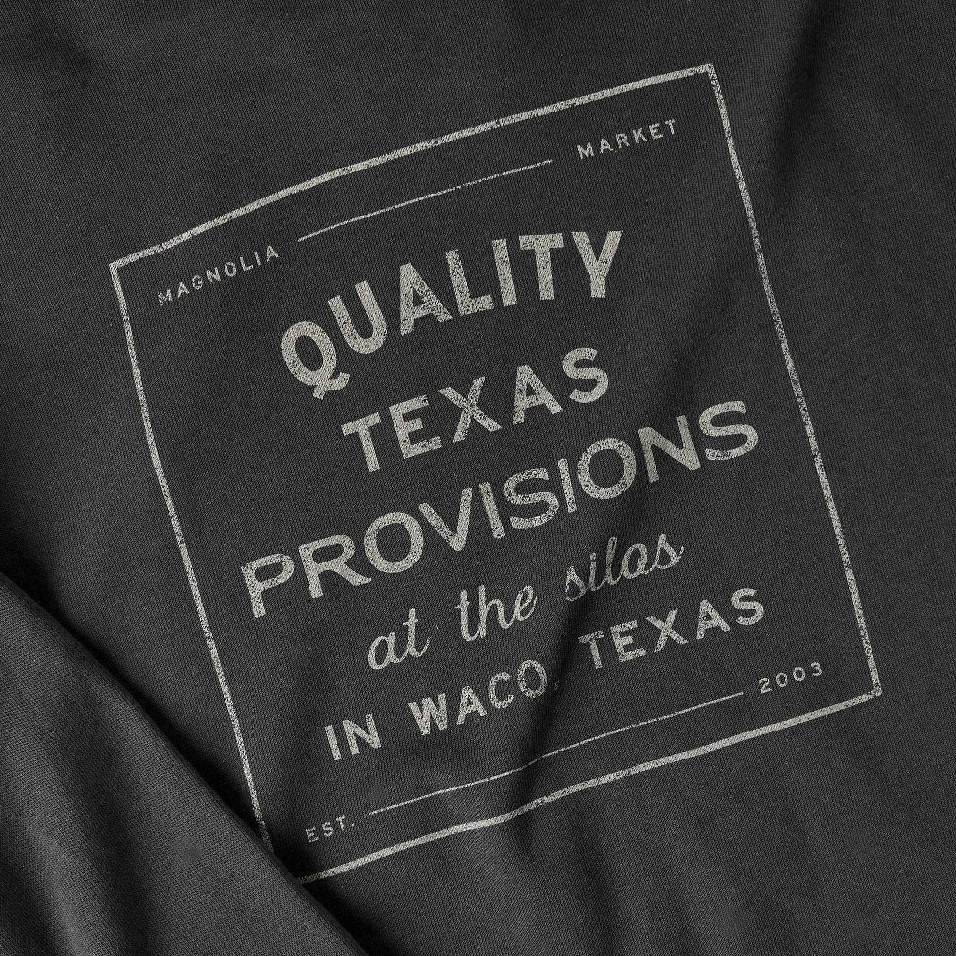 Magnolia Provisions Dark Grey Hoodie up close