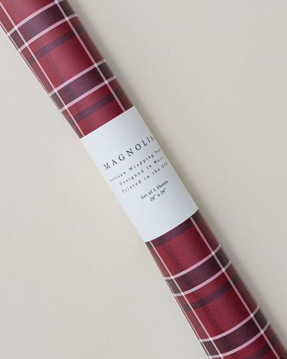 Magnolia Home Again Red Plaid Wrapping Paper Sheets