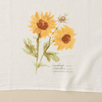 Magnolia Sunflower Tea Towel detail