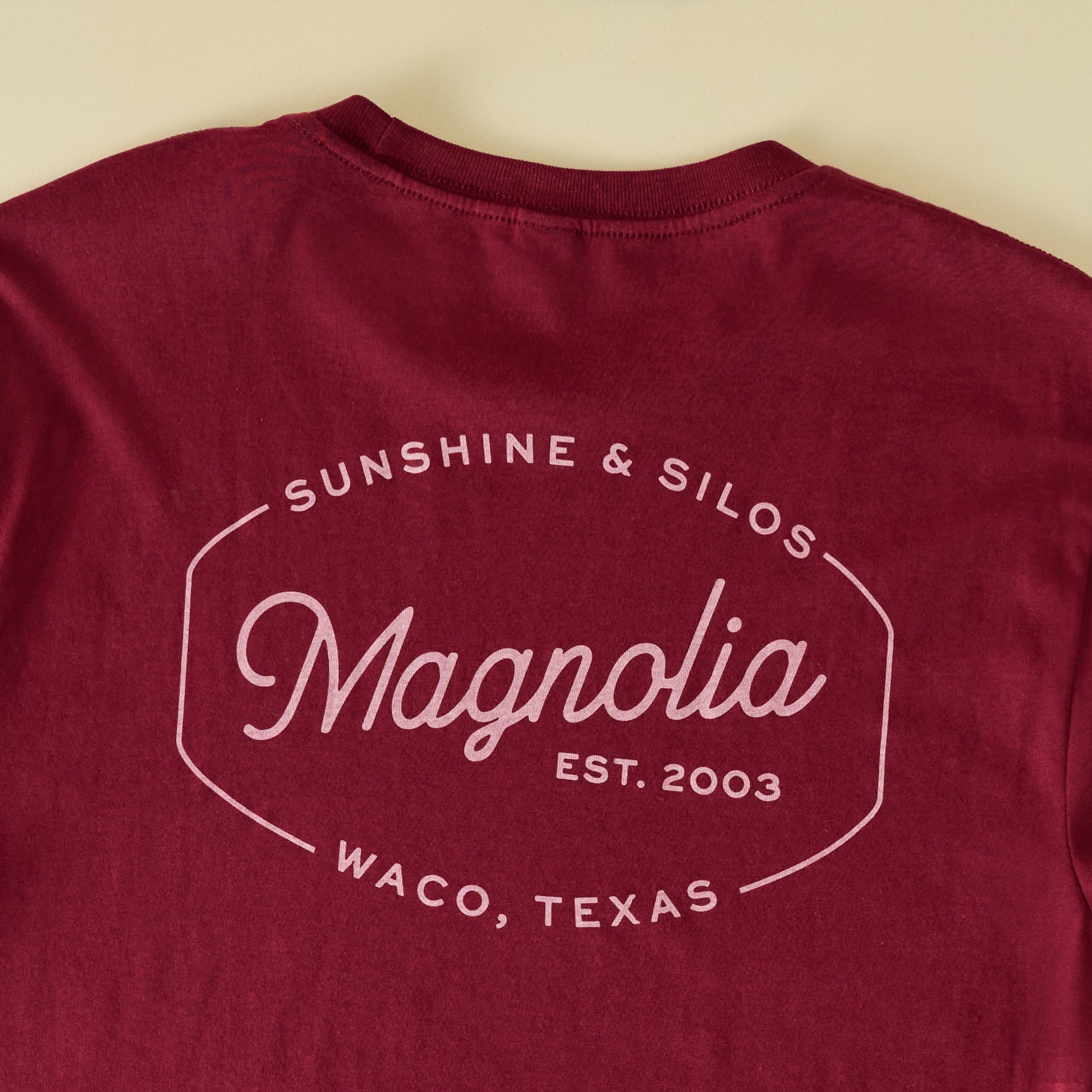 Magnolia Sunshine Maroon Shirt back of shirt view