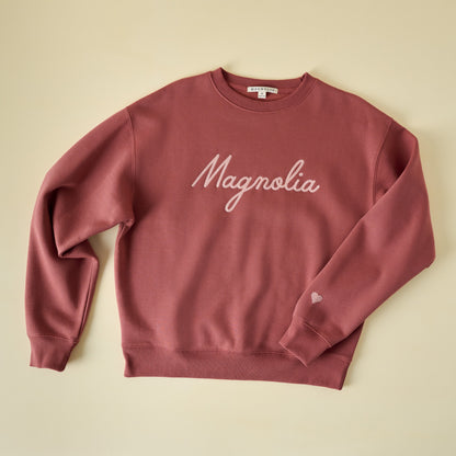 Magnolia Marsala Embroidered Heart Sweatshirt