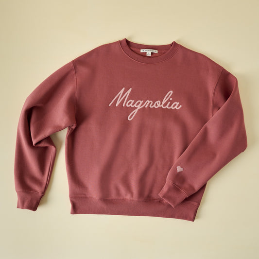 Magnolia Marsala Embroidered Heart Sweatshirt