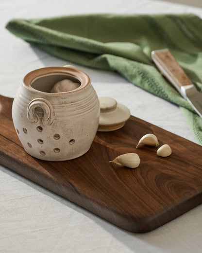 French White Garlic Keeper in the kitchen