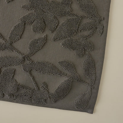 Major Brown Floral Jacquard Bath Mat corner up close
