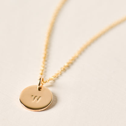 magnolia gold initial disc necklace