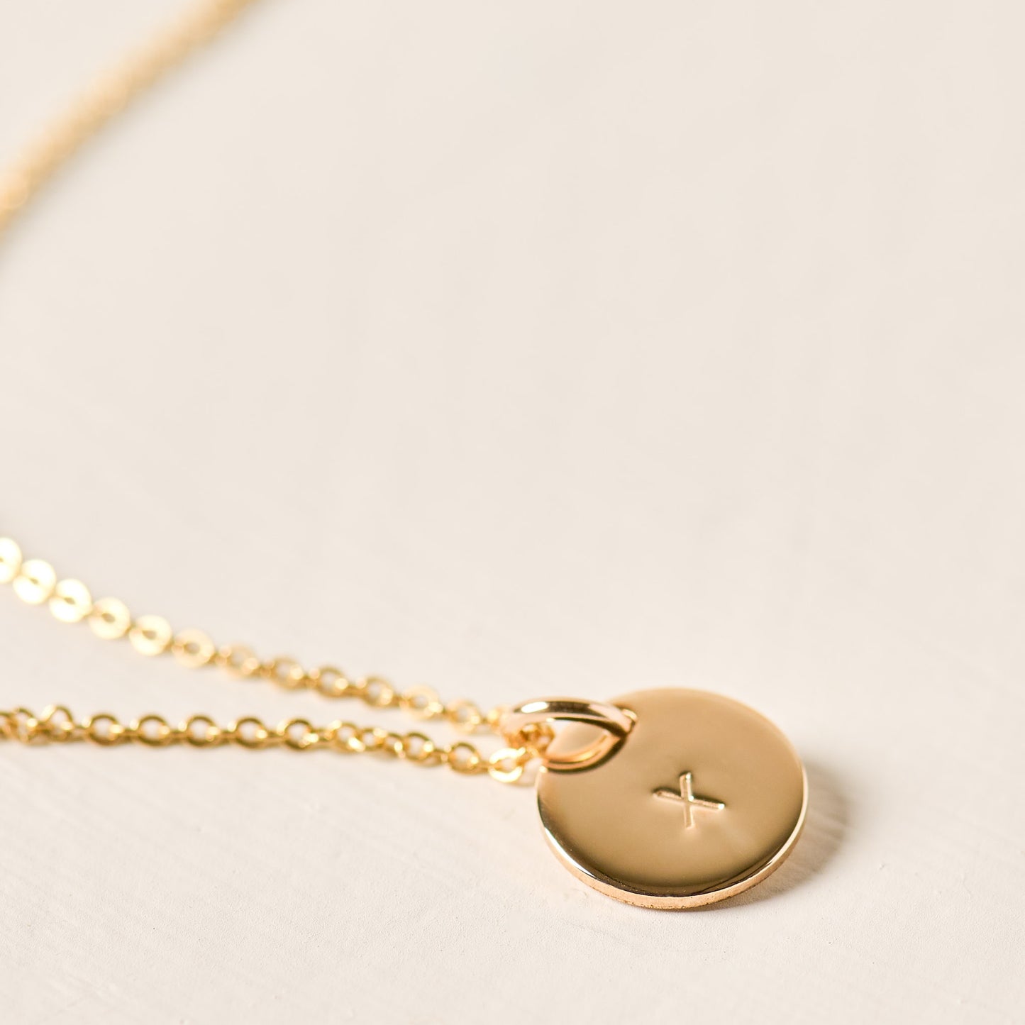 magnolia gold initial disc necklace