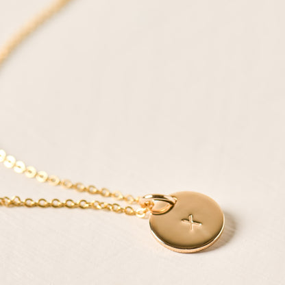 magnolia gold initial disc necklace