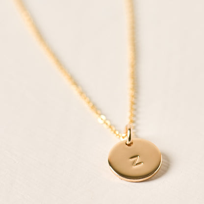 magnolia gold initial disc necklace