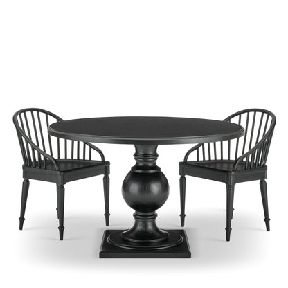 Carlotta Dining Chairs in black mahogany with a round table