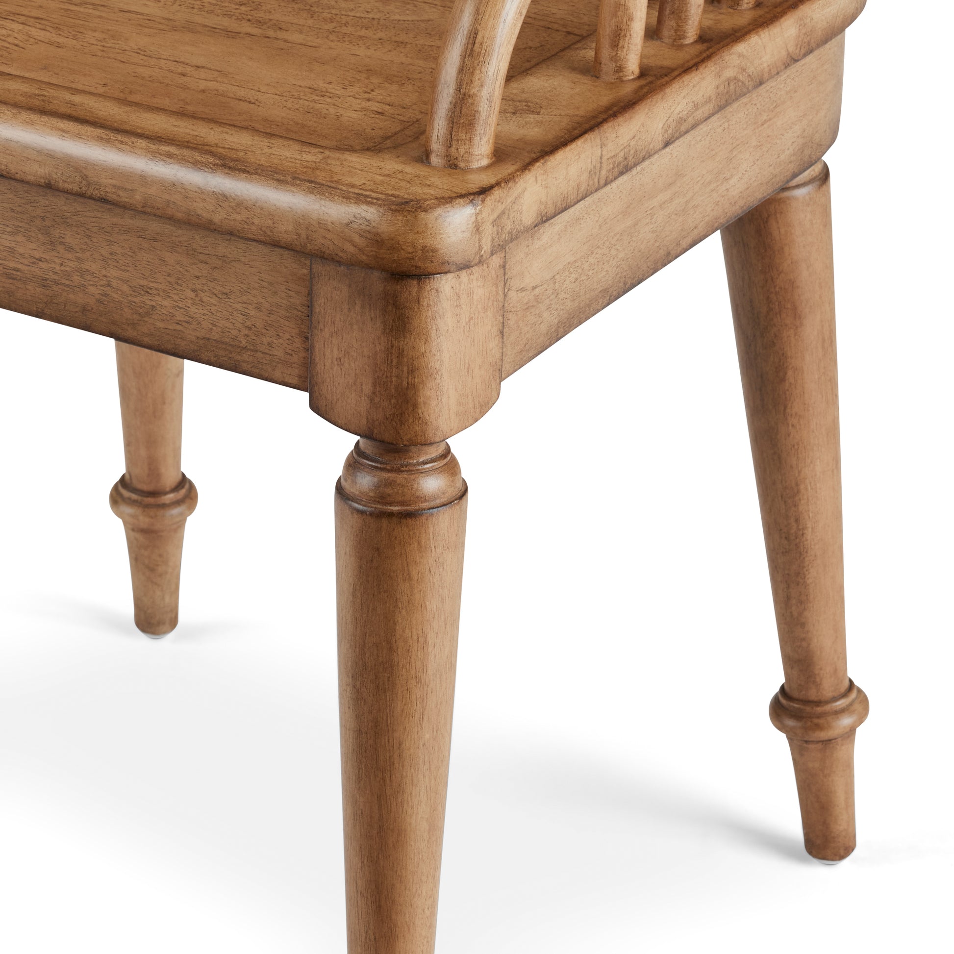 Carlotta Dining Chair in vintage brown mahogany close up of legs of chair