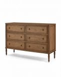 Corinne Wooden dresser with six drawers on a white background