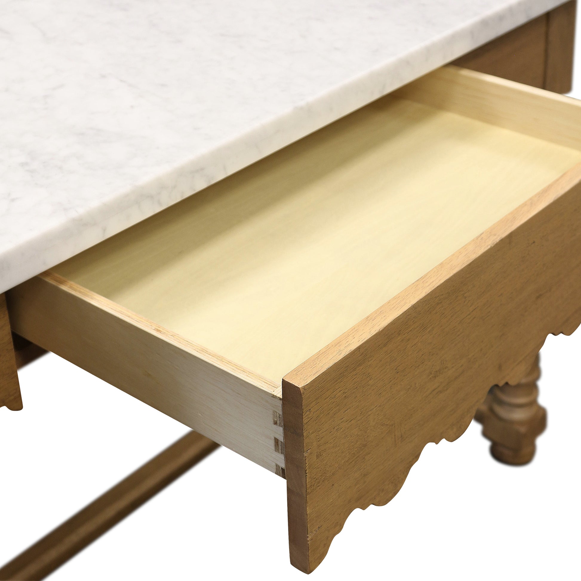 Sadie Scalloped Kitchen Island drawer up close