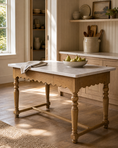Sadie Scalloped Kitchen Island-AI gen
