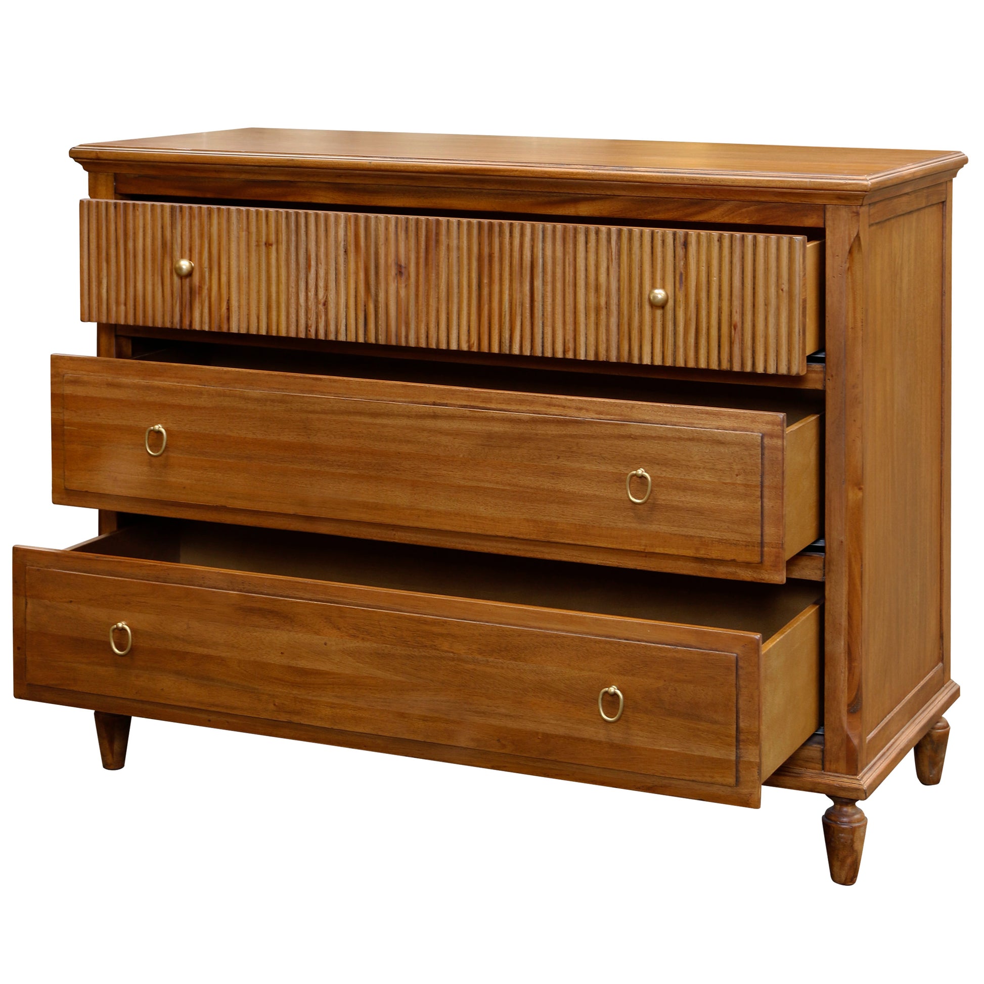 Zarie Reeded Chest shown with drawers open