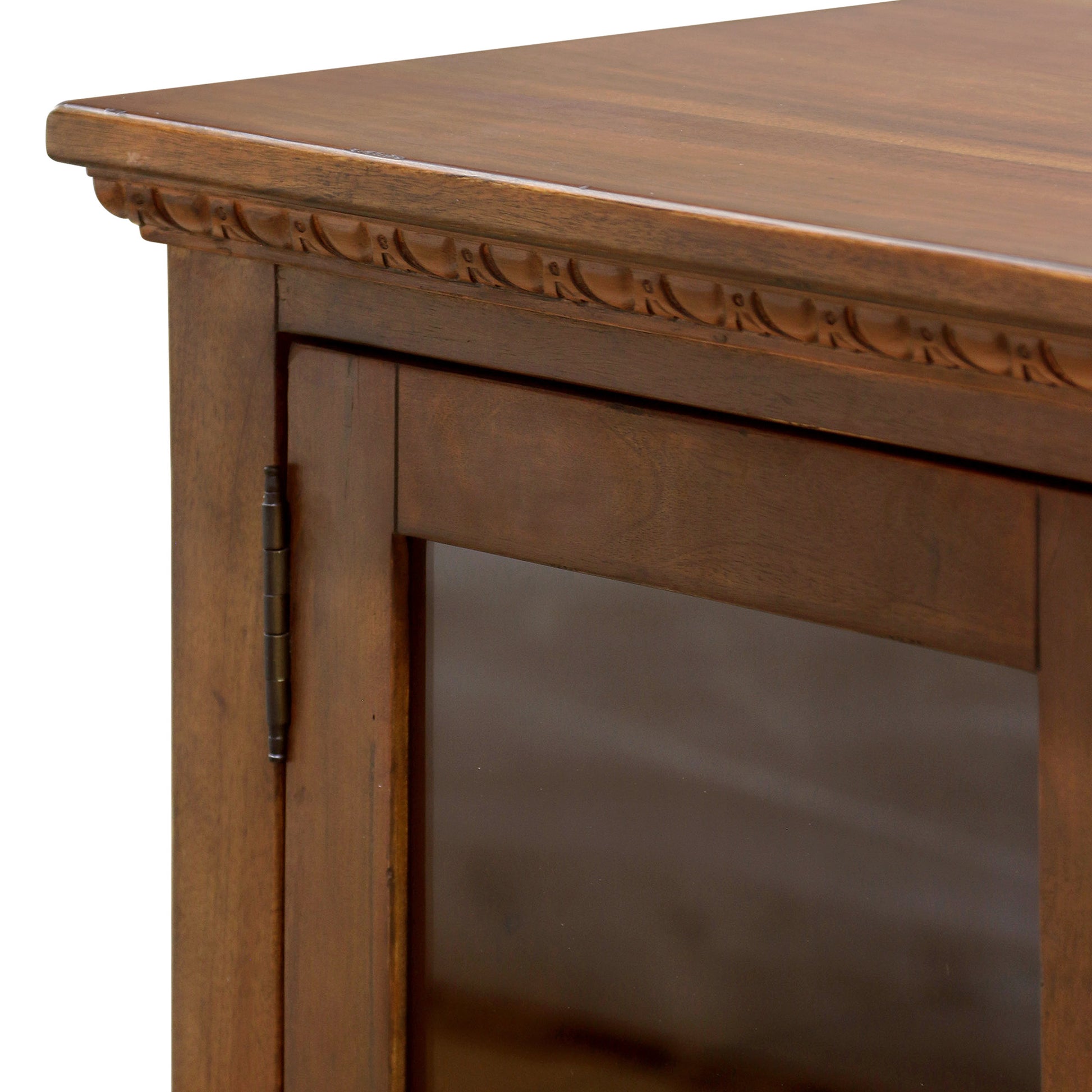 Annette Media Console close up of etched wood detail