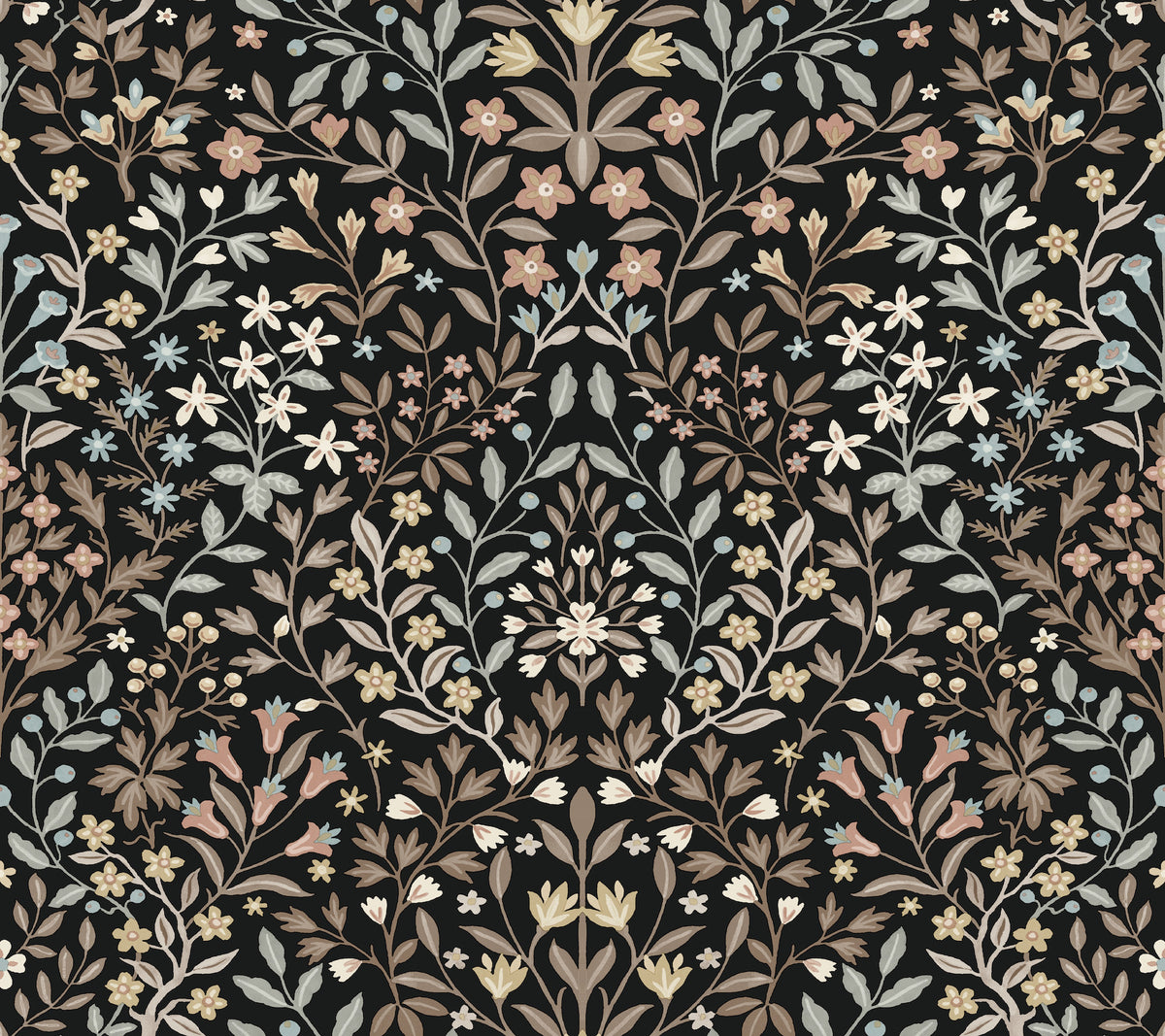 Garden Terrace Wallpaper in black and neutral