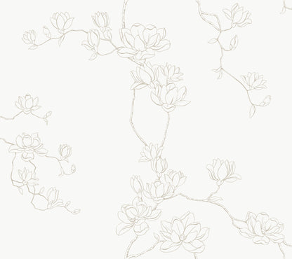 Magnolia Branches Wallpaper in beige