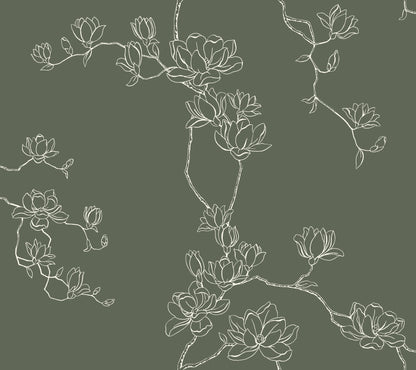 Magnolia Branches Wallpaper in pine
