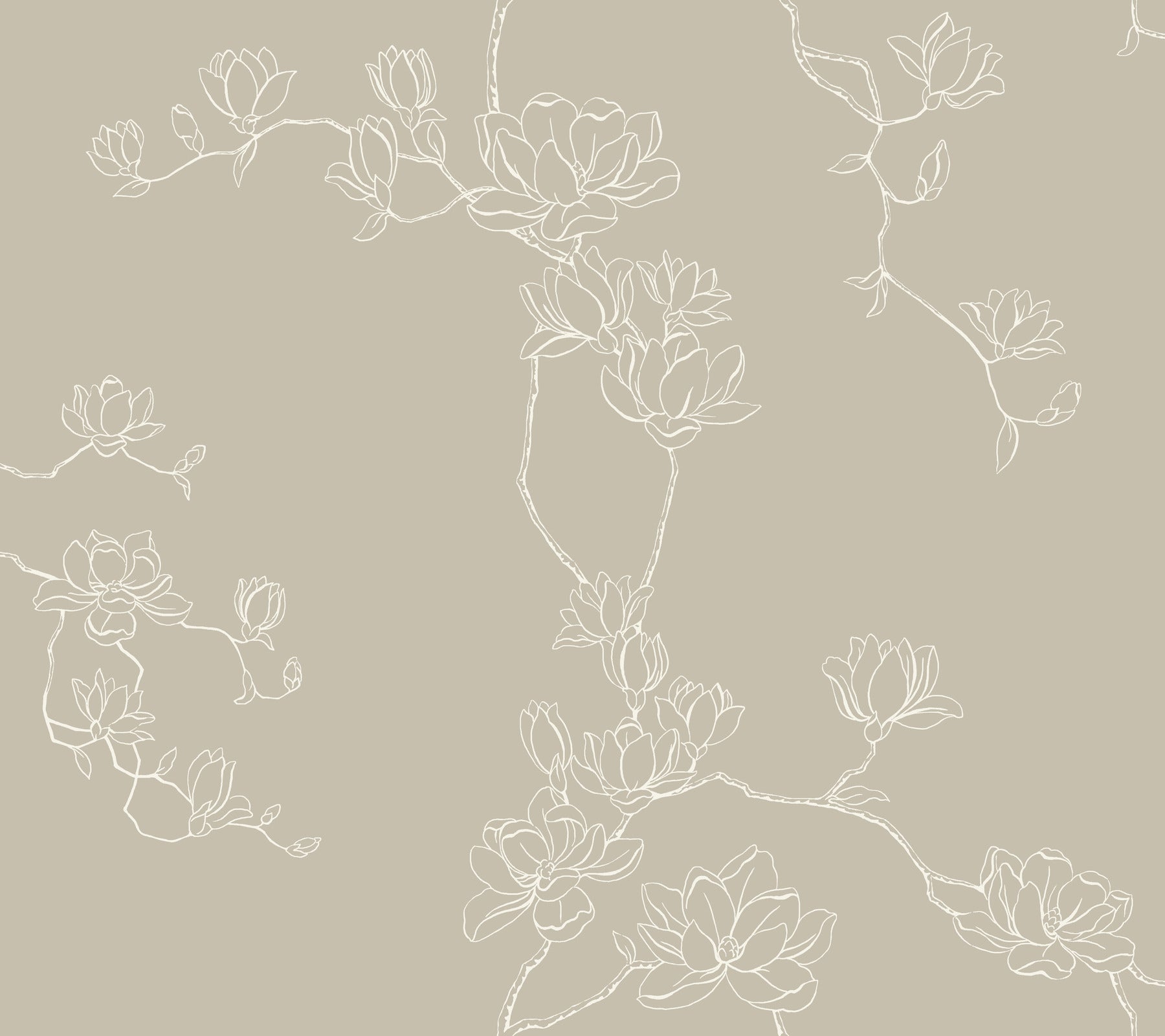 Magnolia Branches Wallpaper in taupe