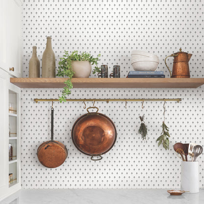 Charm Wallpaper in Black and White shown in room