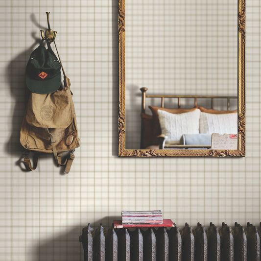 Hunter Wallpaper in neutral shown on wall