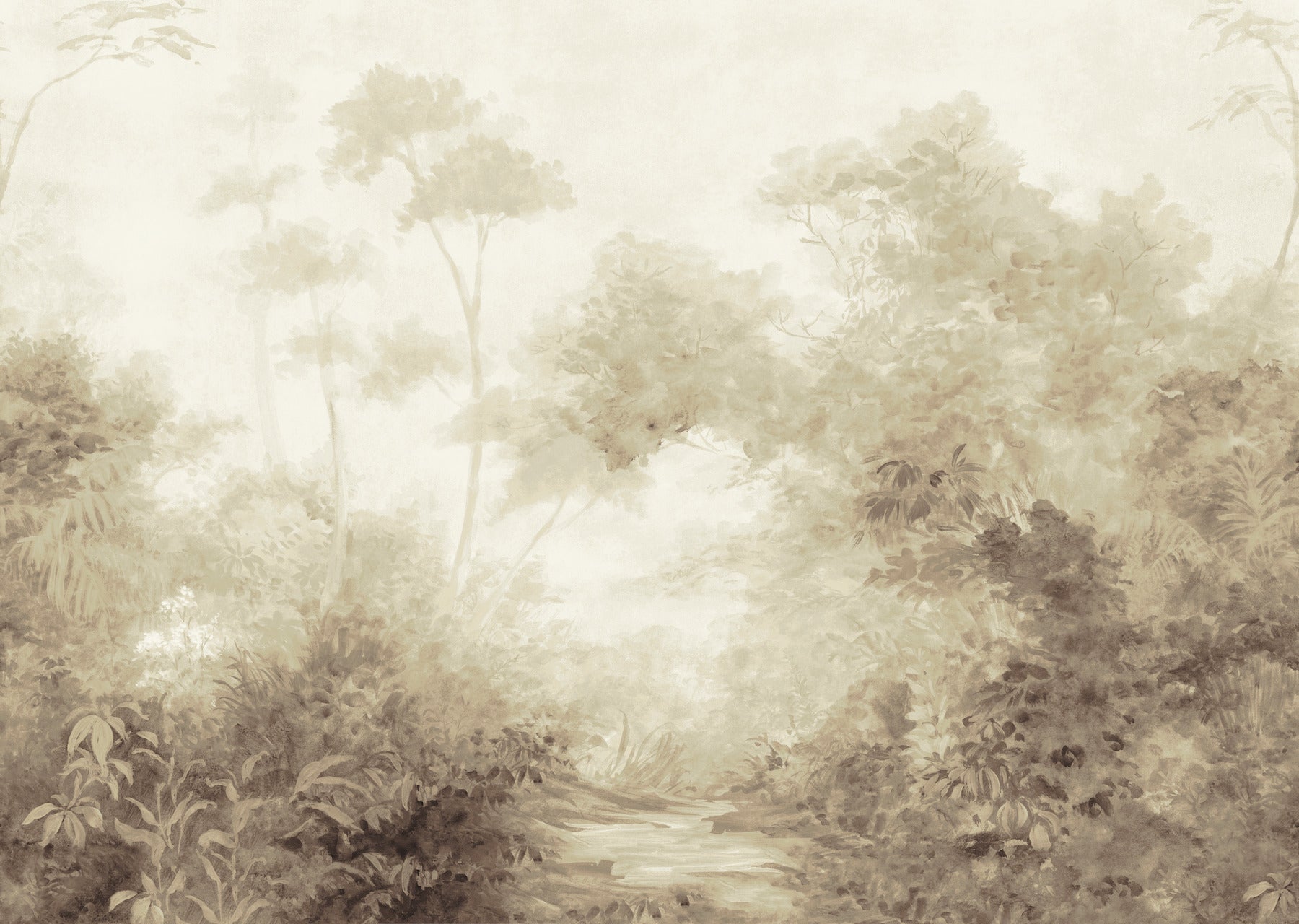 Woodlands Mural Wallpaper in sepia