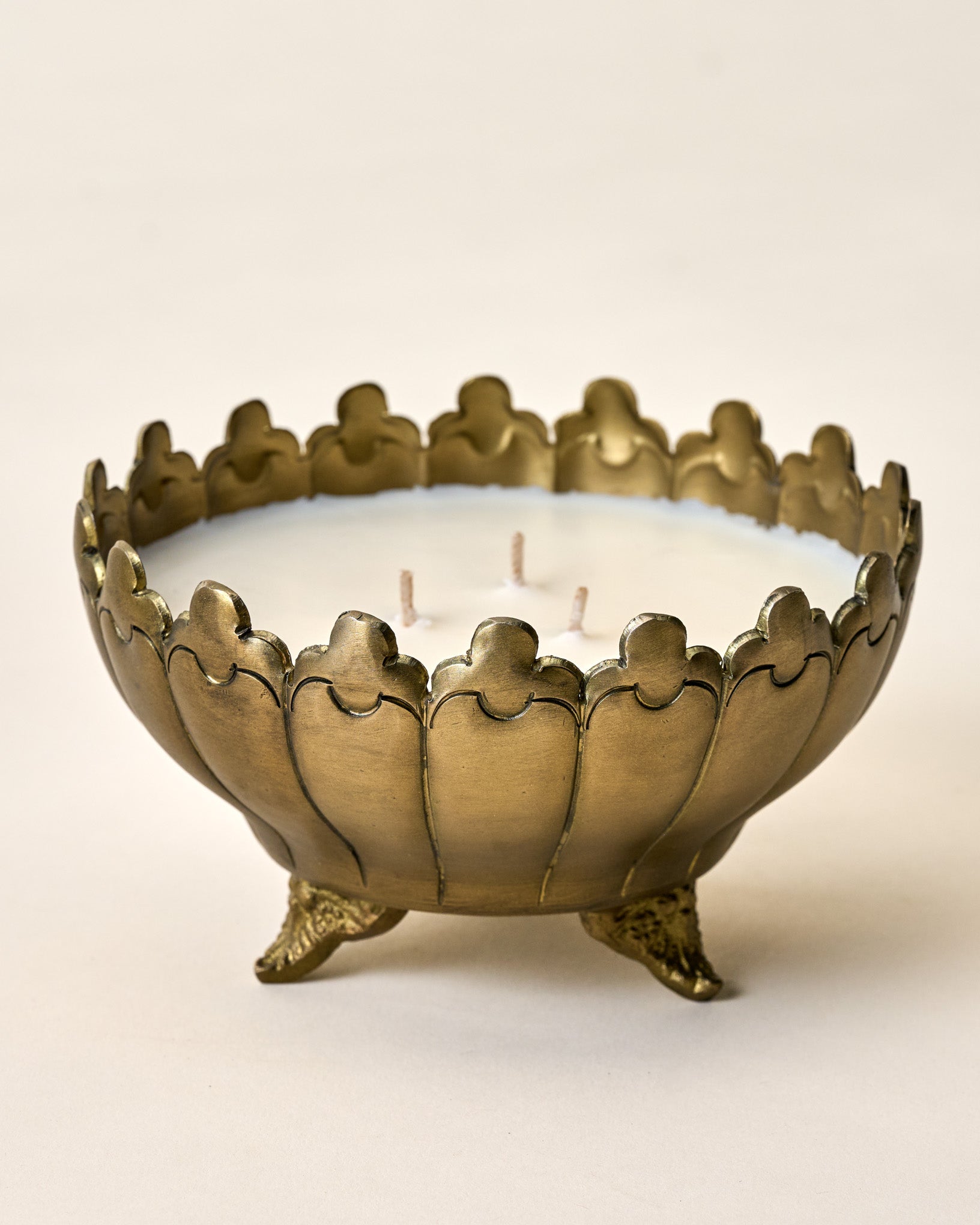 Antique Brass Footed Candle Bowl