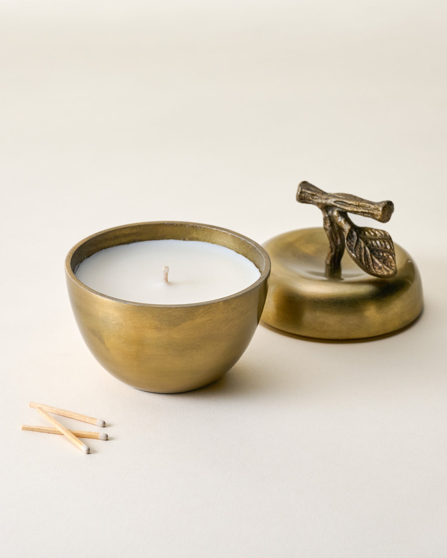 Antique Brass Apple Candle with top off