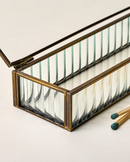 Glass & Brass Matchstick Holder close up