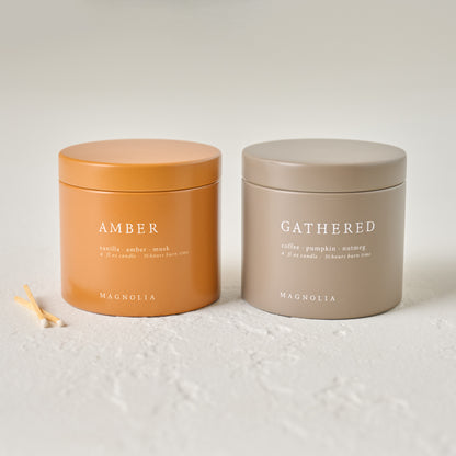Magnolia Gathered and Amber Candle Tin Bundle