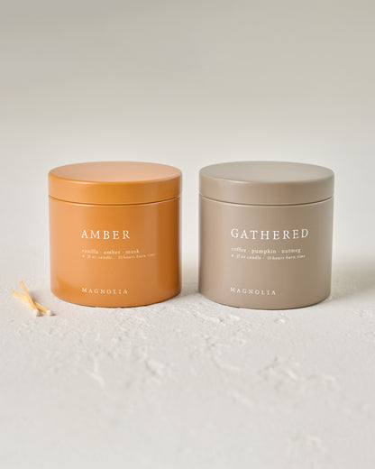 Magnolia Gathered and Amber Candle Tin Bundle