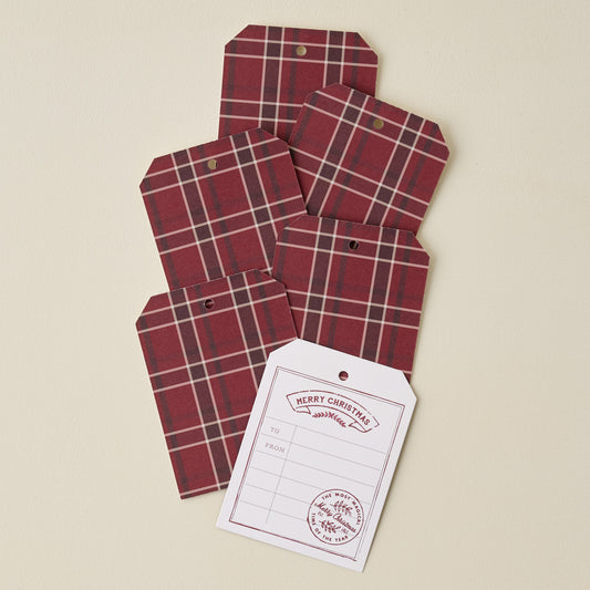 Home Again Red Plaid Gift Tag Set