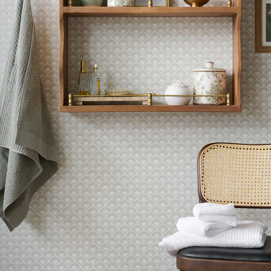 Stacked Scallops Wallpaper in blue gray