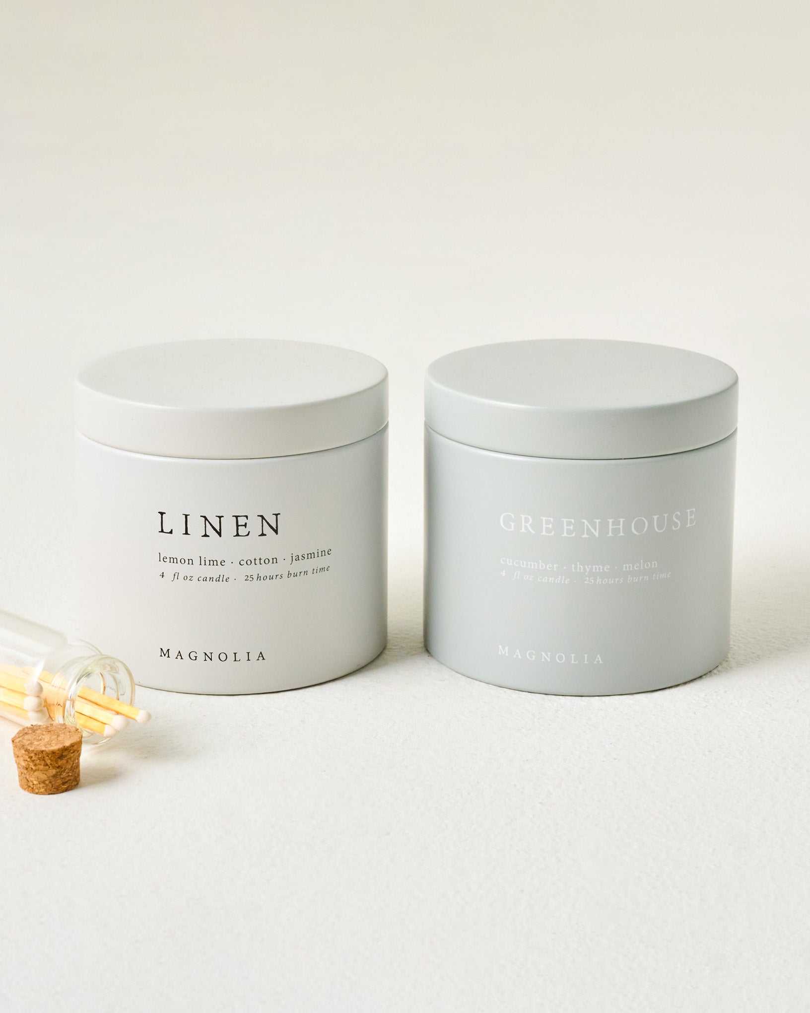 Magnolia Linen and Greenhouse Candle Tin Bundle