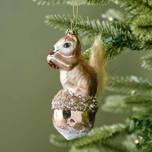 Splendid Squirrel Ornament shown on tree