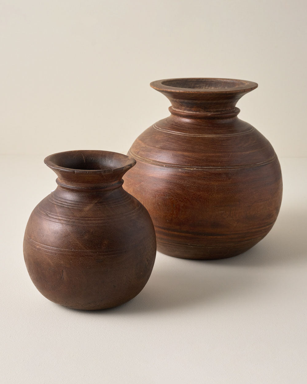 Small and Large Theo Aged Wood Vases