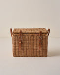 Small Reid Woven Storage Trunk with Leather Handles